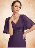 Sierra A-Line V-neck Floor-Length Chiffon Mother of the Bride Dress With Lace Sequins STI126P0014665