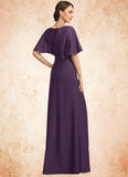 Sierra A-Line V-neck Floor-Length Chiffon Mother of the Bride Dress With Lace Sequins STI126P0014665