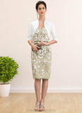 Dayanara Sheath/Column V-neck Knee-Length Lace Mother of the Bride Dress With Beading Sequins STI126P0014668