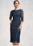 Aurora Sheath/Column Scoop Neck Knee-Length Lace Mother of the Bride Dress STI126P0014675