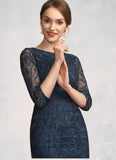 Aurora Sheath/Column Scoop Neck Knee-Length Lace Mother of the Bride Dress STI126P0014675