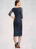 Aurora Sheath/Column Scoop Neck Knee-Length Lace Mother of the Bride Dress STI126P0014675