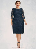 Aurora Sheath/Column Scoop Neck Knee-Length Lace Mother of the Bride Dress STI126P0014675