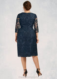 Aurora Sheath/Column Scoop Neck Knee-Length Lace Mother of the Bride Dress STI126P0014675