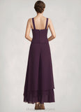 Riley Jumpsuit/Pantsuit Square Neckline Ankle-Length Chiffon Lace Mother of the Bride Dress With Sequins STI126P0014676