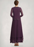 Riley Jumpsuit/Pantsuit Square Neckline Ankle-Length Chiffon Lace Mother of the Bride Dress With Sequins STI126P0014676