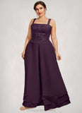 Riley Jumpsuit/Pantsuit Square Neckline Ankle-Length Chiffon Lace Mother of the Bride Dress With Sequins STI126P0014676