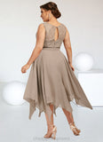 Kaylah A-Line Scoop Neck Tea-Length Chiffon Lace Mother of the Bride Dress With Bow(s) STI126P0014681