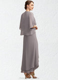 Amara A-Line V-neck Asymmetrical Chiffon Mother of the Bride Dress With Ruffle STI126P0014682