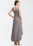 Amara A-Line V-neck Asymmetrical Chiffon Mother of the Bride Dress With Ruffle STI126P0014682