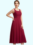 Genesis A-Line Scoop Neck Tea-Length Chiffon Mother of the Bride Dress STI126P0014684