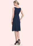 Scarlett A-Line Scoop Neck Knee-Length Chiffon Mother of the Bride Dress With Ruffle Lace Beading Sequins STI126P0014690