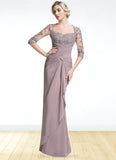 Allison Trumpet/Mermaid Sweetheart Floor-Length Chiffon Mother of the Bride Dress With Ruffle Cascading Ruffles STI126P0014694