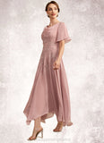 Sylvia A-Line Cowl Neck Ankle-Length Chiffon Lace Mother of the Bride Dress STI126P0014696