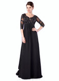 Londyn Empire V-neck Sweep Train Chiffon Mother of the Bride Dress With Lace Beading STI126P0014697