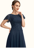 Ellen A-Line Scoop Neck Ankle-Length Chiffon Lace Mother of the Bride Dress With Sequins STI126P0014701