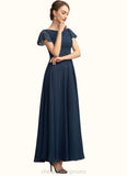 Ellen A-Line Scoop Neck Ankle-Length Chiffon Lace Mother of the Bride Dress With Sequins STI126P0014701