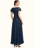 Ellen A-Line Scoop Neck Ankle-Length Chiffon Lace Mother of the Bride Dress With Sequins STI126P0014701