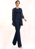 Pamela Jumpsuit/Pantsuit Scoop Neck Floor-Length Jersey Mother of the Bride Dress STI126P0014714