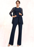 Pamela Jumpsuit/Pantsuit Scoop Neck Floor-Length Jersey Mother of the Bride Dress STI126P0014714