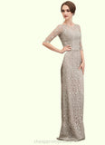 Britney Sheath/Column Scoop Neck Sweep Train Chiffon Lace Mother of the Bride Dress STI126P0014716