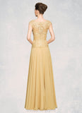 Francesca A-Line Scoop Neck Floor-Length Chiffon Lace Mother of the Bride Dress With Beading Sequins STI126P0014717