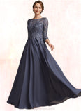 Madilyn A-Line Scoop Neck Floor-Length Chiffon Lace Mother of the Bride Dress STI126P0014719