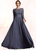 Madilyn A-Line Scoop Neck Floor-Length Chiffon Lace Mother of the Bride Dress STI126P0014719