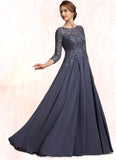 Madilyn A-Line Scoop Neck Floor-Length Chiffon Lace Mother of the Bride Dress STI126P0014719