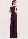 Caroline Jumpsuit/Pantsuit Scoop Neck Floor-Length Chiffon Lace Mother of the Bride Dress STI126P0014722