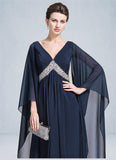 Elvira Empire V-neck Floor-Length Chiffon Mother of the Bride Dress With Ruffle Beading Sequins STI126P0014724