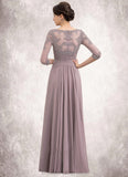 Adrianna A-Line V-neck Asymmetrical Chiffon Lace Mother of the Bride Dress With Sequins STI126P0014728