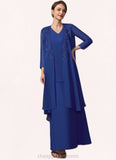 Fernanda A-line V-Neck Ankle-Length Chiffon Mother of the Bride Dress STI126P0014729