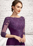 Setlla A-Line Scoop Neck Floor-Length Chiffon Lace Mother of the Bride Dress With Beading Sequins STI126P0014738