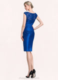 Kristin Sheath/Column Scoop Neck Knee-Length Taffeta Lace Mother of the Bride Dress With Ruffle Beading Sequins STI126P0014741