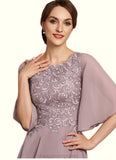 Stephanie A-Line Scoop Neck Tea-Length Chiffon Lace Mother of the Bride Dress STI126P0014743