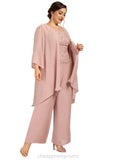 Aniya Jumpsuit/Pantsuit Scoop Neck Ankle-Length Chiffon Lace Mother of the Bride Dress STI126P0014746