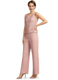 Aniya Jumpsuit/Pantsuit Scoop Neck Ankle-Length Chiffon Lace Mother of the Bride Dress STI126P0014746