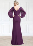 Marilyn Trumpet/Mermaid Scoop Neck Floor-Length Chiffon Mother of the Bride Dress With Beading Sequins STI126P0014748