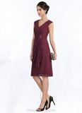 Sophie A-Line V-neck Knee-Length Chiffon Mother of the Bride Dress With Beading Sequins Cascading Ruffles STI126P0014750