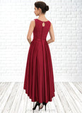 Alessandra A-Line Scoop Neck Asymmetrical Satin Lace Mother of the Bride Dress With Sequins STI126P0014752