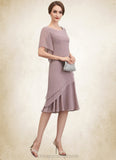 Mariana A-Line Scoop Neck Knee-Length Chiffon Mother of the Bride Dress With Cascading Ruffles STI126P0014755