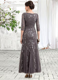 Sherry Sheath/Column Scoop Neck Ankle-Length Tulle Sequined Mother of the Bride Dress STI126P0014758