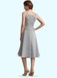 Addison A-Line Square Neckline Knee-Length Chiffon Lace Mother of the Bride Dress STI126P0014759