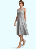 Addison A-Line Square Neckline Knee-Length Chiffon Lace Mother of the Bride Dress STI126P0014759