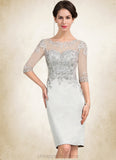 Madalyn Sheath/Column Scoop Neck Knee-Length Satin Lace Mother of the Bride Dress STI126P0014762