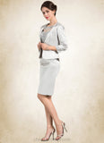 Madalyn Sheath/Column Scoop Neck Knee-Length Satin Lace Mother of the Bride Dress STI126P0014762