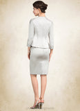 Madalyn Sheath/Column Scoop Neck Knee-Length Satin Lace Mother of the Bride Dress STI126P0014762