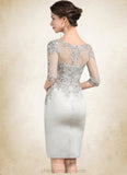 Madalyn Sheath/Column Scoop Neck Knee-Length Satin Lace Mother of the Bride Dress STI126P0014762