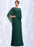 Cierra A-Line Scoop Neck Floor-Length Chiffon Mother of the Bride Dress With Beading Bow(s) STI126P0014763